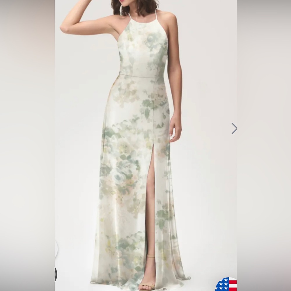 Jenny Yoo Kayla Ivory/Sage Print bridesmaid dress, size 14, New with tags